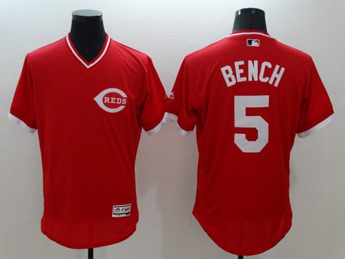 Reds #5 Johnny Bench Red Flexbase Authentic Collection Cooperstown Stitched MLB Jersey - Click Image to Close